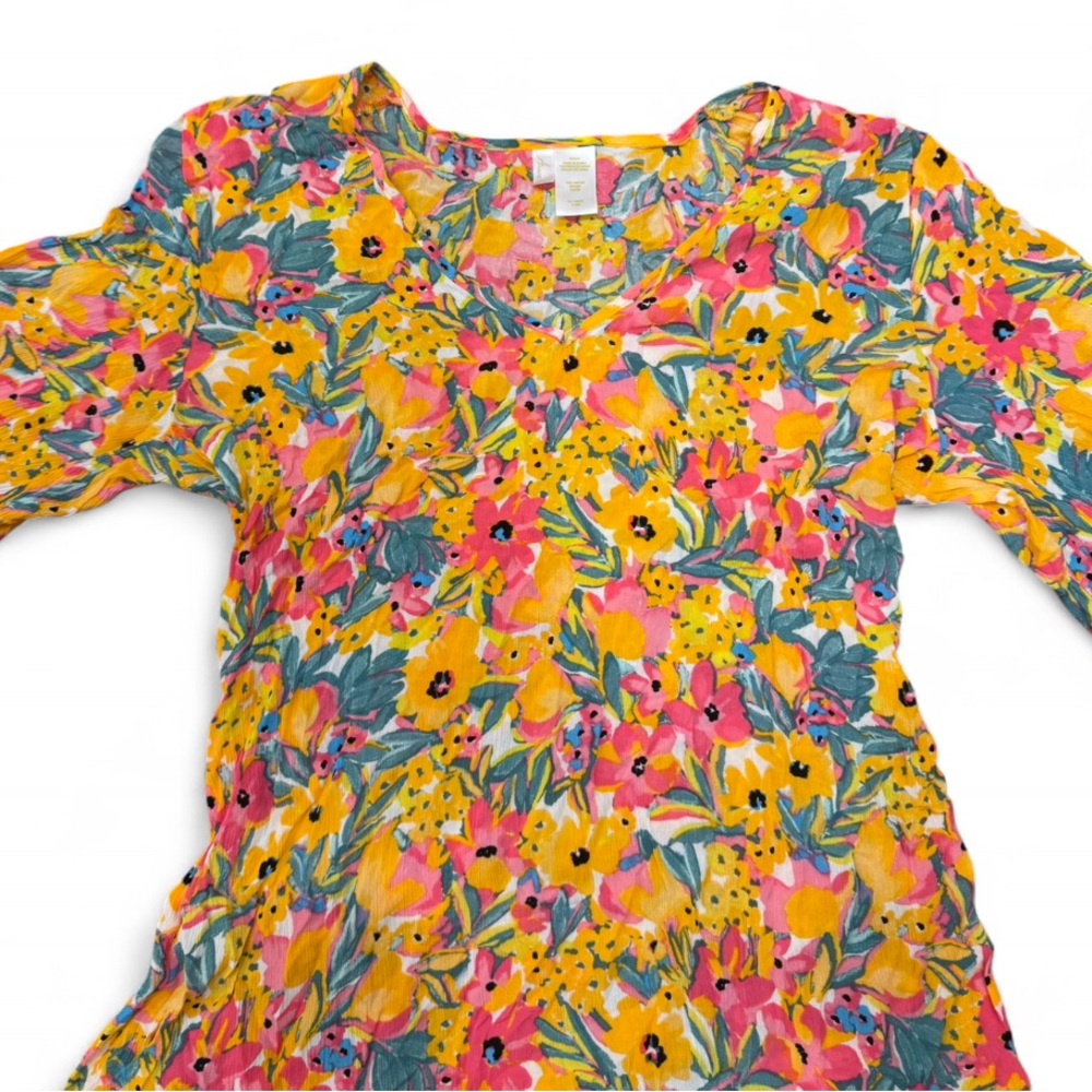 Anne Cole - Multicolor Floral Dress / Cover up with puffy bell sleeves - Picture 3 of 6